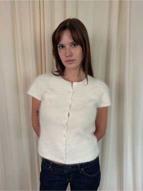 Angora+Wool Short Sleeve Sweater